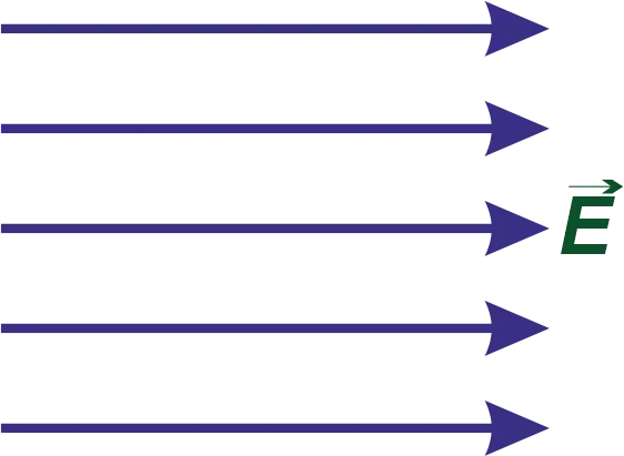 Parallel and equally spaced electric field lines representing a uniform electric field